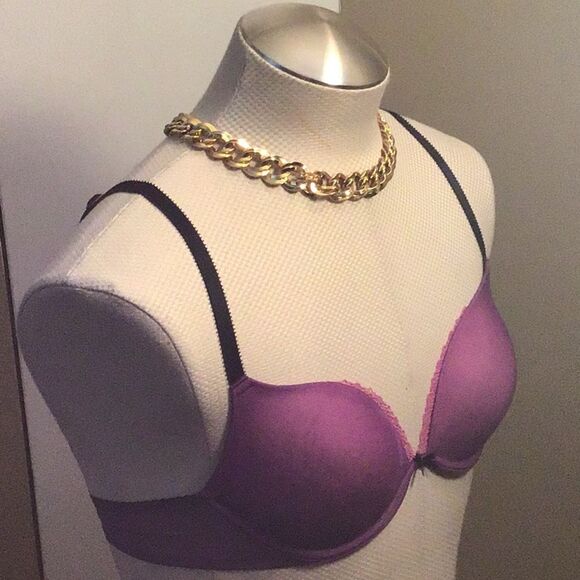 34C Cosmopolitan Fun Fearless Feather Light Purple/Pink Convertible Push Up Bra - Picture 4 of 14